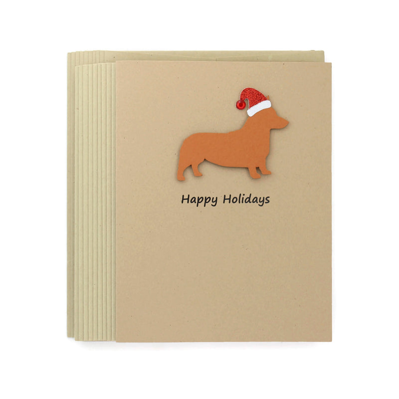 Pembroke Welsh Corgi Christmas Card | Single or Pack of 10 | 25 Dog Colors | Choose Phrases | Santa Hat