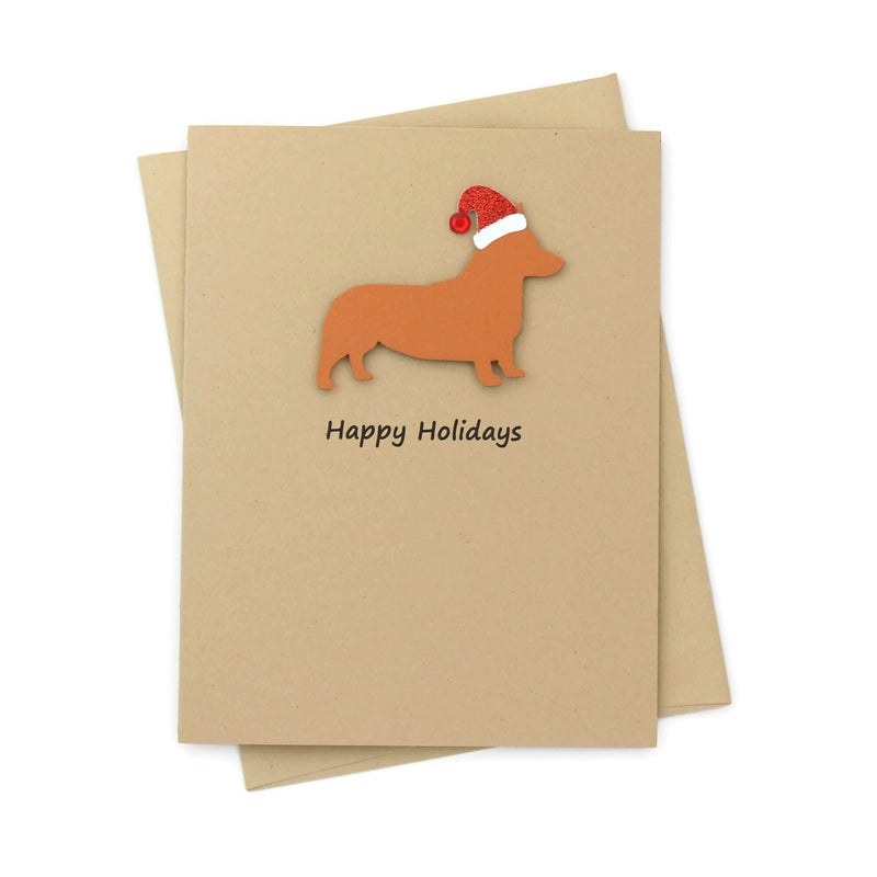 Pembroke Welsh Corgi Christmas Card | Single or Pack of 10 | 25 Dog Colors | Choose Phrases | Santa Hat