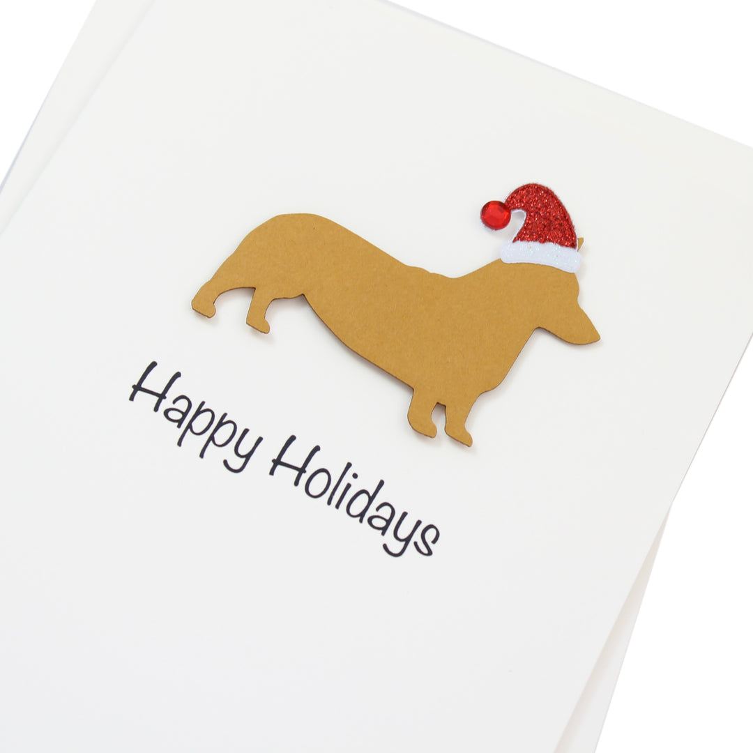 Pembroke Welsh Corgi Christmas Card White | Single or Pack of 10 | 25 Dog Colors | Choose Phrases | Pet Holiday Cards | Santa Hat