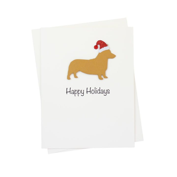 Pembroke Welsh Corgi Christmas Card White | Single or Pack of 10 | 25 Dog Colors | Choose Phrases | Pet Holiday Cards | Santa Hat