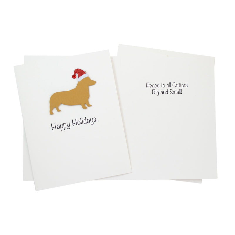 Pembroke Welsh Corgi Christmas Card White | Single or Pack of 10 | 25 Dog Colors | Choose Phrases | Pet Holiday Cards | Santa Hat