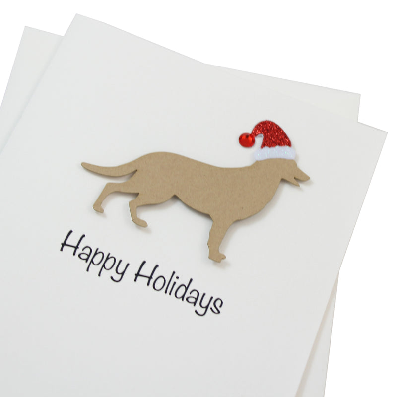 German Shepherd Christmas Card White | Single or Pack of 10 | 25 Dog Colors | Choose Phrases | Pet Holiday Cards | Santa Hat