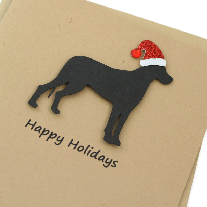 Great Dane Christmas Card | Single or Pack of 10 | 25 Dog Colors | Choose Phrases | Santa Hat