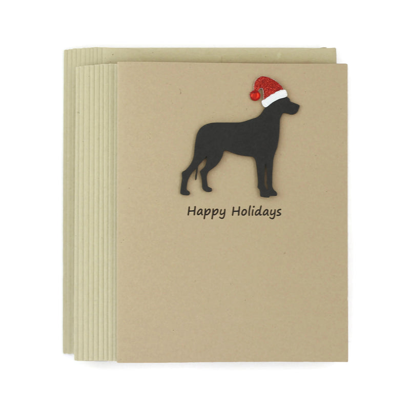 Great Dane Christmas Card | Single or Pack of 10 | 25 Dog Colors | Choose Phrases | Santa Hat