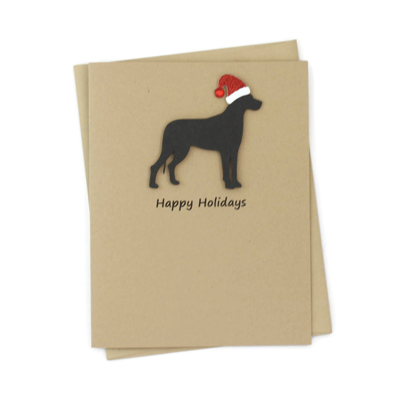 Great Dane Christmas Card | Single or Pack of 10 | 25 Dog Colors | Choose Phrases | Santa Hat