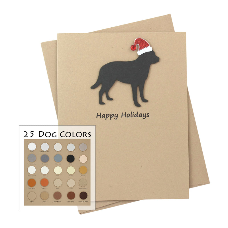 Mastiff Mastador Christmas Card | Single or Pack of 10 | 25 Dog Colors | Choose Phrases | Santa Hat