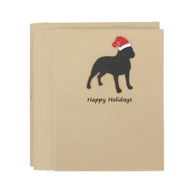 Boston Terrier Christmas Card | Single or Pack of 10 | 25 Dog Colors | Choose Phrases | Santa Hat