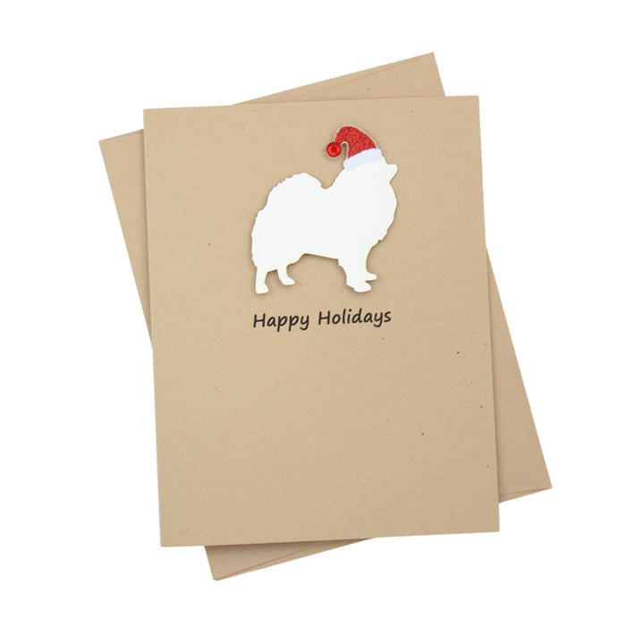 Pomeranian Pomchi Christmas Card | Single or Pack of 10 | 25 Dog Colors | Choose Phrases | Santa Hat