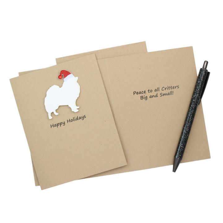 Pomeranian Pomchi Christmas Card | Single or Pack of 10 | 25 Dog Colors | Choose Phrases | Santa Hat