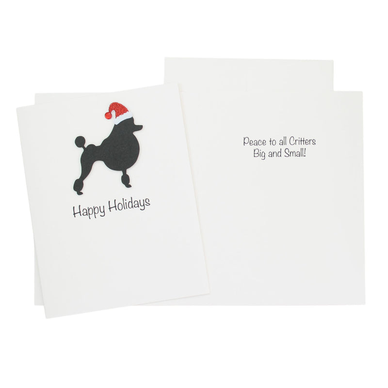 Poodle (Continental Clip) Christmas Card White | Single or Pack of 10 | 25 Dog Colors | Choose Phrases | Pet Holiday Cards | Santa Hat | Toy Poodle