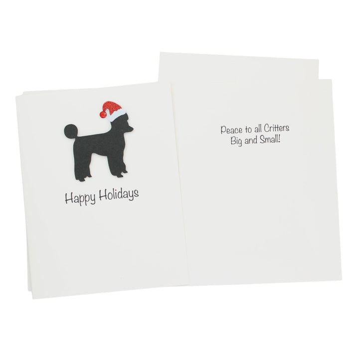 Poodle (Sporting Clip) Christmas Card White | Single or Pack of 10 | 25 Dog Colors | Choose Phrases | Pet Holiday Cards | Santa Hat