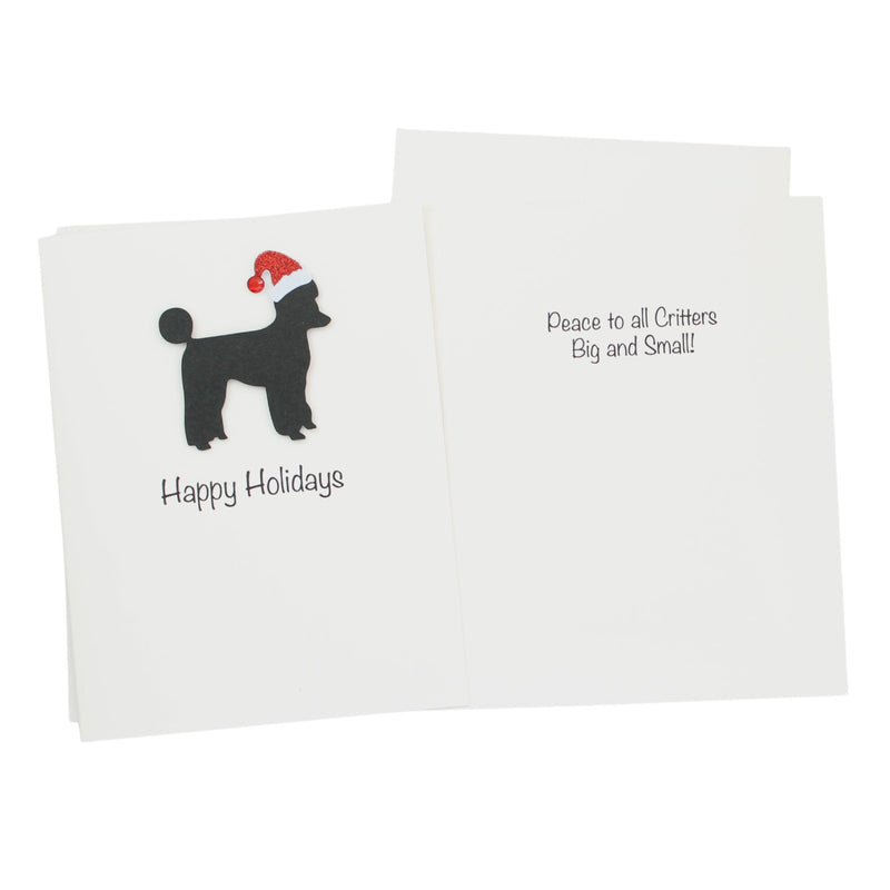 Poodle (Sporting Clip) Christmas Card White | Single or Pack of 10 | 25 Dog Colors | Choose Phrases | Pet Holiday Cards | Santa Hat