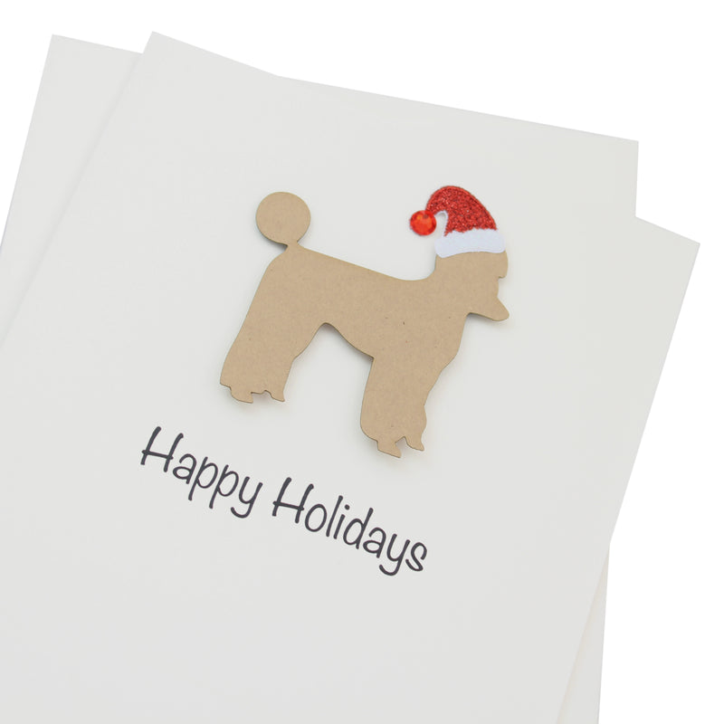 Poodle (Sporting Clip) Christmas Card White | Single or Pack of 10 | 25 Dog Colors | Choose Phrases | Pet Holiday Cards | Santa Hat