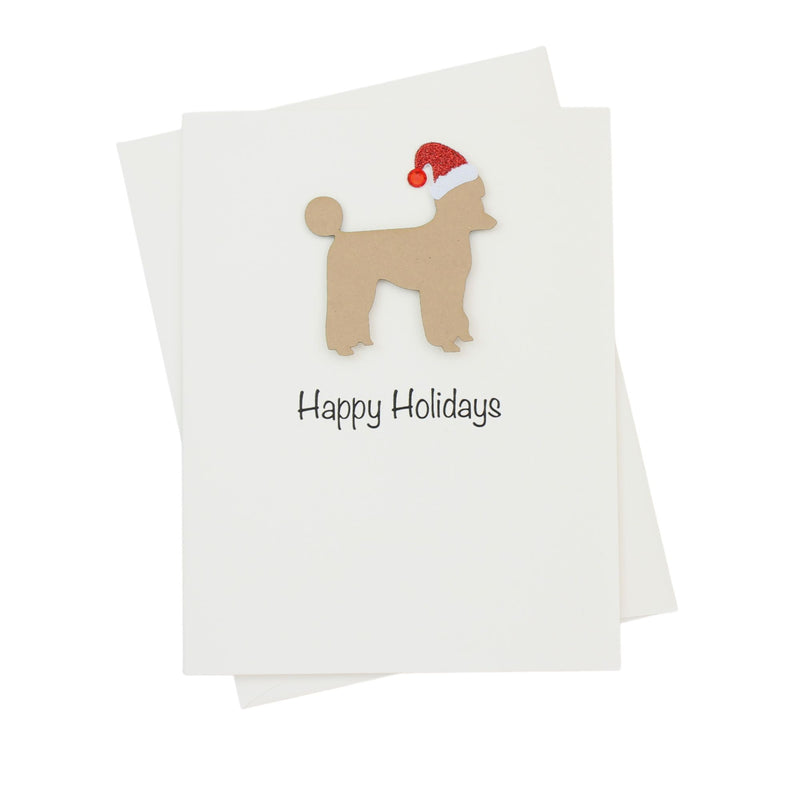 Poodle (Sporting Clip) Christmas Card White | Single or Pack of 10 | 25 Dog Colors | Choose Phrases | Pet Holiday Cards | Santa Hat