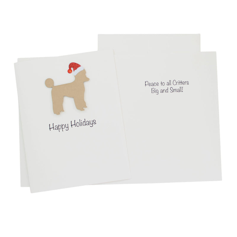 Poodle (Sporting Clip) Christmas Card White | Single or Pack of 10 | 25 Dog Colors | Choose Phrases | Pet Holiday Cards | Santa Hat