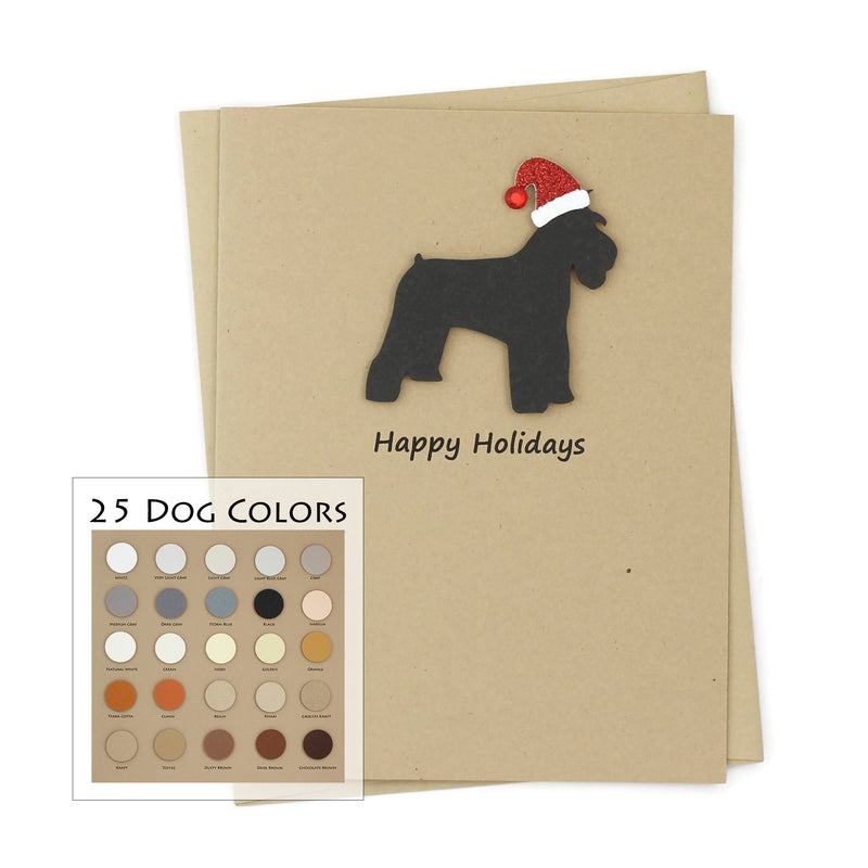 Schnauzer Christmas Card | Single or Pack of 10 | 25 Dog Colors | Choose Phrases | Santa Hat | Miniature Schnauzer Standard Schnauzer