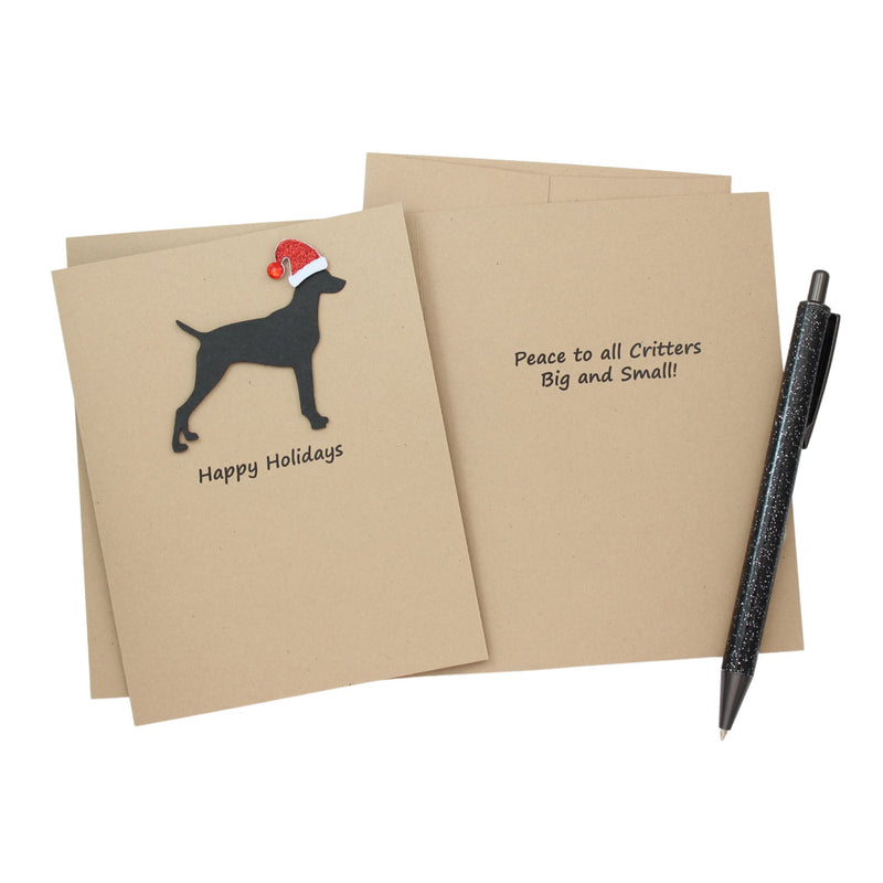 Vizsla Christmas Card | Single or Pack of 10 | 25 Dog Colors | Choose Phrases | Santa Hat