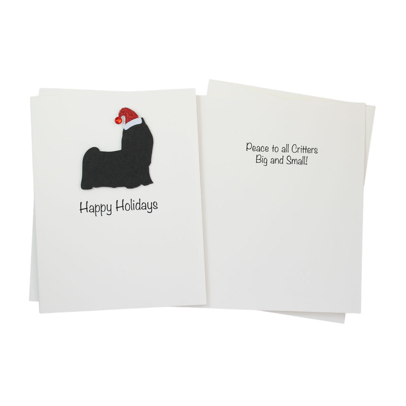 Yorkshire Terrier (long haired) Christmas Card White | Single or Pack of 10 | 25 Dog Colors | Choose Phrases | Pet Holiday Cards | Santa Hat