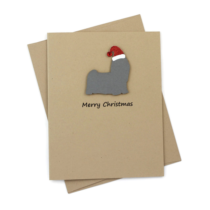Yorkshire Terrier (long haired) Christmas Greeting Cards Custom | Santa hat