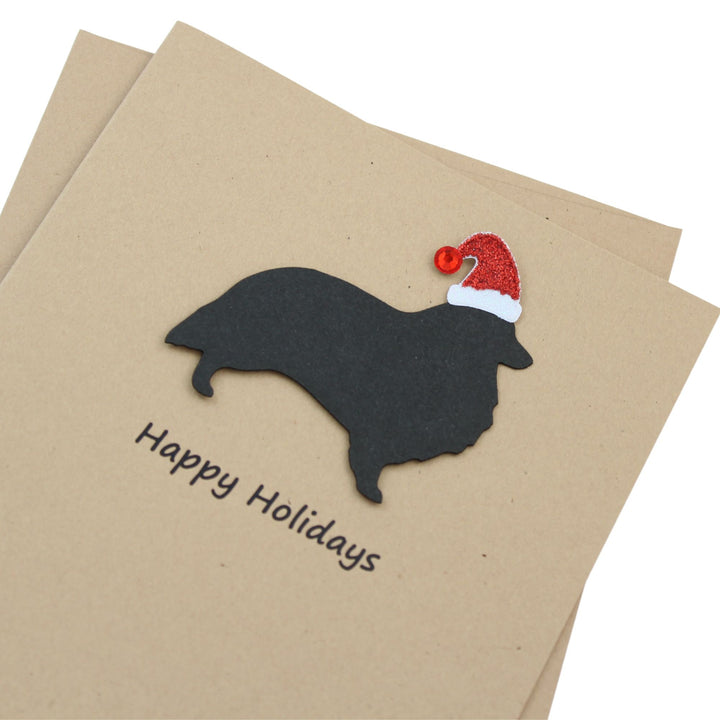 Shetland Sheepdog Christmas Card | Single or Pack of 10 | 25 Dog Colors | Choose Phrases | Santa Hat