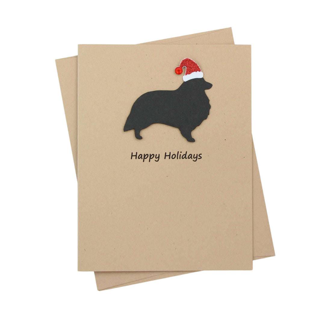 Shetland Sheepdog Christmas Card | Single or Pack of 10 | 25 Dog Colors | Choose Phrases | Santa Hat