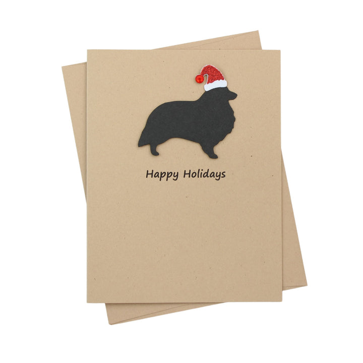 Shetland Sheepdog Christmas Card | Single or Pack of 10 | 25 Dog Colors | Choose Phrases | Santa Hat