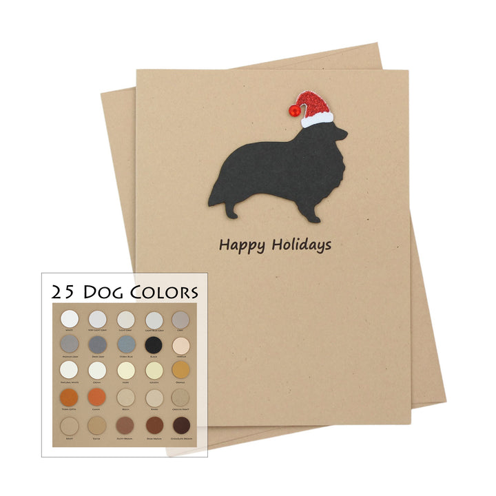 Shetland Sheepdog Christmas Card | Single or Pack of 10 | 25 Dog Colors | Choose Phrases | Santa Hat