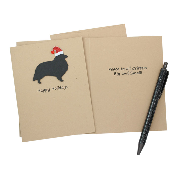 Shetland Sheepdog Christmas Card | Single or Pack of 10 | 25 Dog Colors | Choose Phrases | Santa Hat