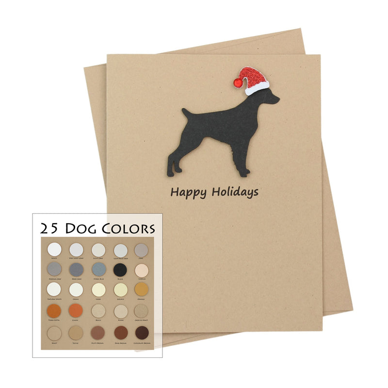 Brittany Christmas Card | Single or Pack of 10 | 25 Dog Colors | Choose Phrases | Santa Hat