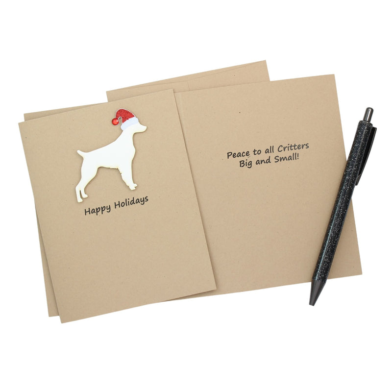 Brittany Christmas Card | Single or Pack of 10 | 25 Dog Colors | Choose Phrases | Santa Hat
