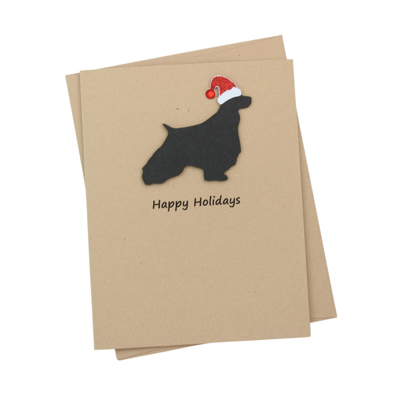 English Springer Spaniel Christmas Card | Single or Pack of 10 | 25 Dog Colors | Choose Phrases | Santa Hat