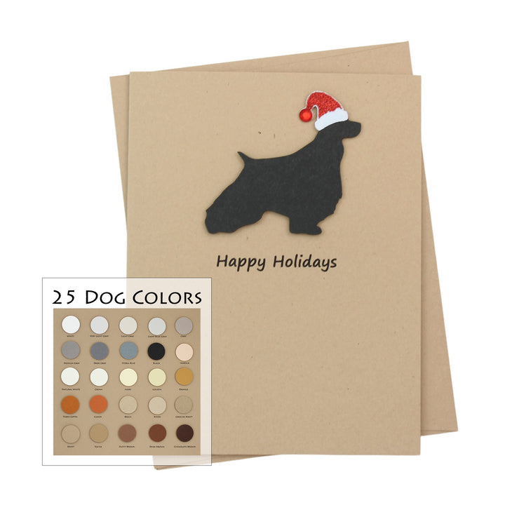 English Springer Spaniel Christmas Card | Single or Pack of 10 | 25 Dog Colors | Choose Phrases | Santa Hat