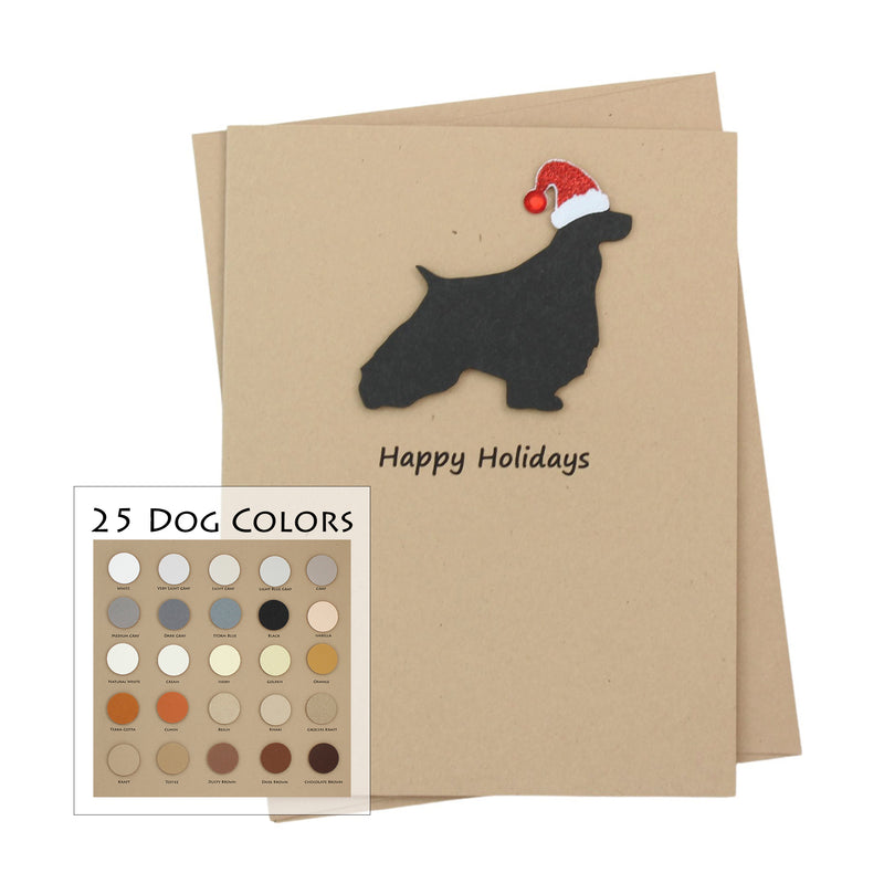 English Springer Spaniel Christmas Card | Single or Pack of 10 | 25 Dog Colors | Choose Phrases | Santa Hat