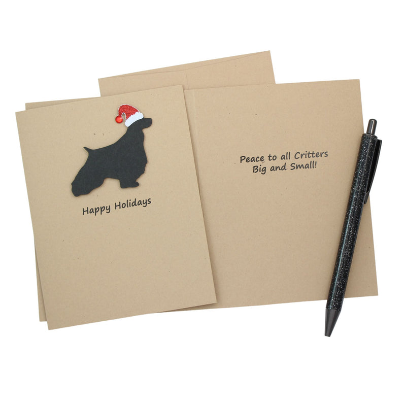 English Springer Spaniel Christmas Card | Single or Pack of 10 | 25 Dog Colors | Choose Phrases | Santa Hat