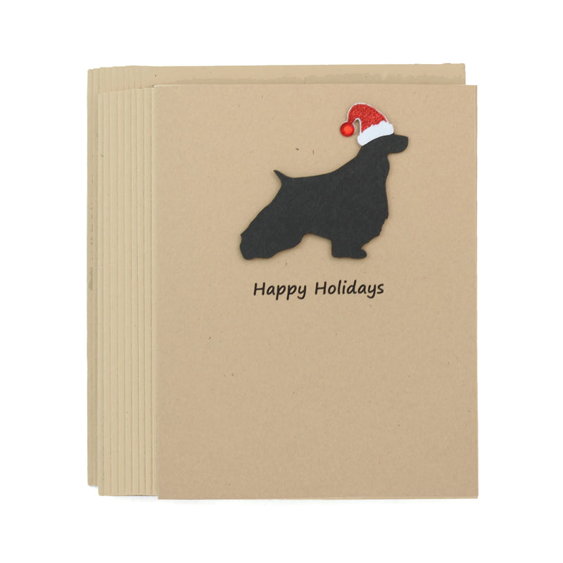 English Springer Spaniel Christmas Card | Single or Pack of 10 | 25 Dog Colors | Choose Phrases | Santa Hat