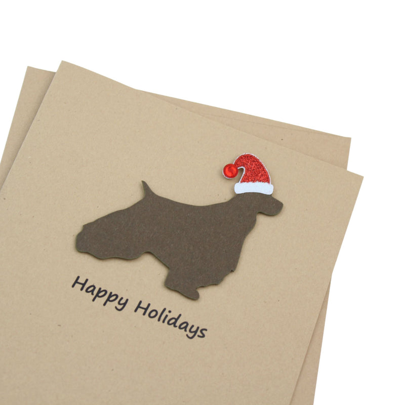 English Springer Spaniel Christmas Card | Single or Pack of 10 | 25 Dog Colors | Choose Phrases | Santa Hat