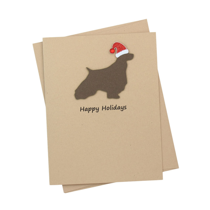 English Springer Spaniel Christmas Card | Single or Pack of 10 | 25 Dog Colors | Choose Phrases | Santa Hat