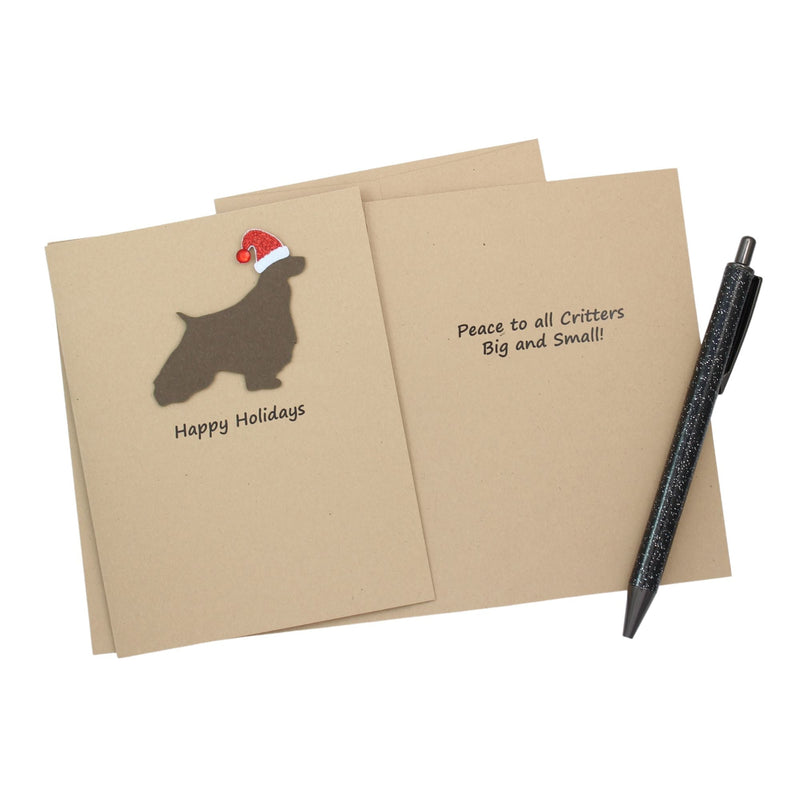 Brittany Christmas Card | Single or Pack of 10 | 25 Dog Colors | Choose Phrases | Santa Hat