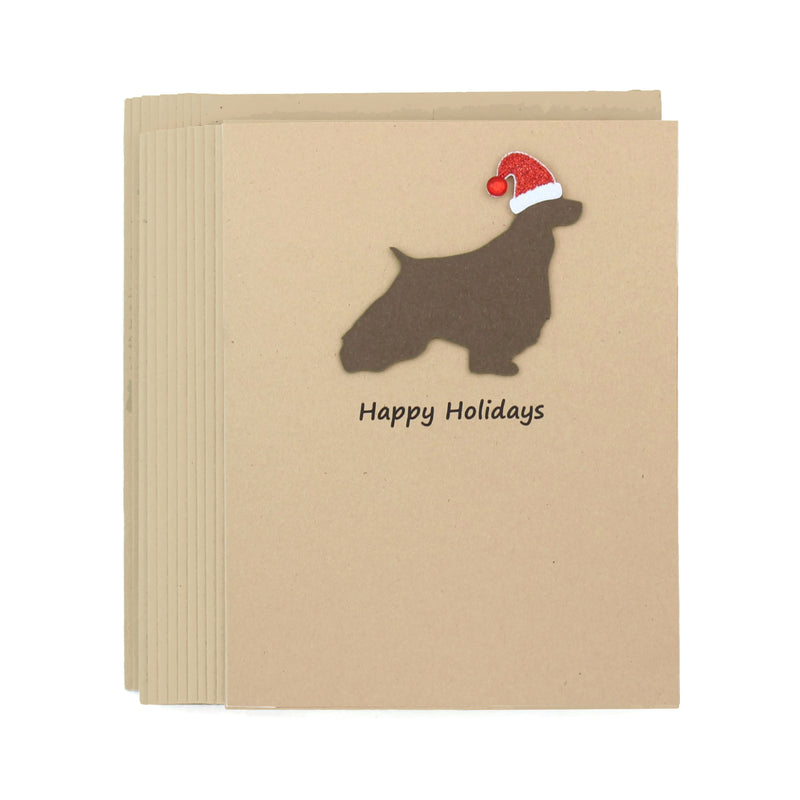 English Springer Spaniel Christmas Card | Single or Pack of 10 | 25 Dog Colors | Choose Phrases | Santa Hat