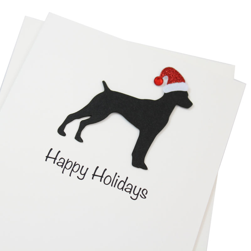 German Shorthaired Pointer Christmas Card White | Single or Pack of 10 | 25 Dog Colors | Choose Phrases | Pet Holiday Cards | Santa Hat