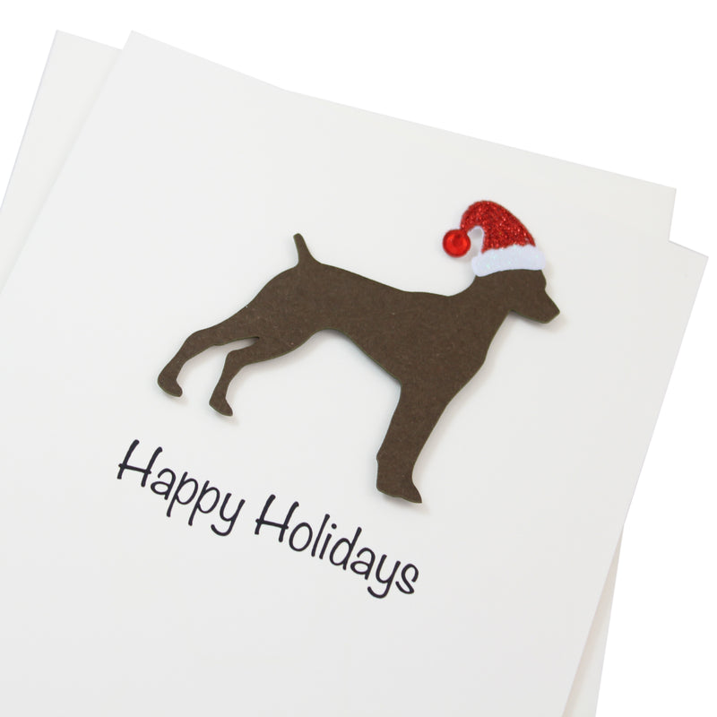 German Shorthaired Pointer Christmas Card White | Single or Pack of 10 | 25 Dog Colors | Choose Phrases | Pet Holiday Cards | Santa Hat