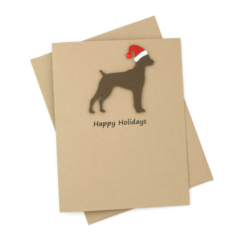 German Shorthaired Pointer Christmas Card | Single or Pack of 10 | 25 Dog Colors | Choose Phrases | GSP Santa Hat