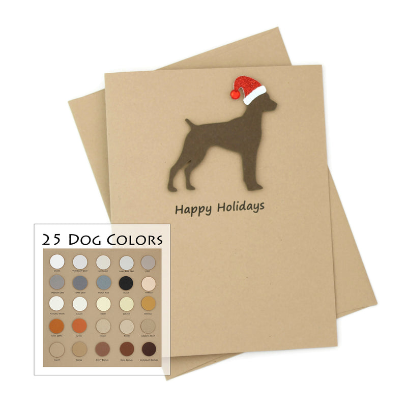 German Shorthaired Pointer Christmas Card | Single or Pack of 10 | 25 Dog Colors | Choose Phrases | GSP Santa Hat