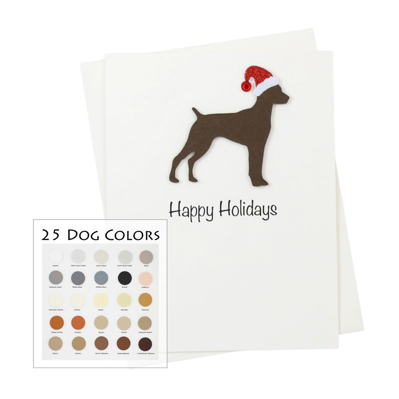 German Shorthaired Pointer Christmas Card White | Single or Pack of 10 | 25 Dog Colors | Choose Phrases | Pet Holiday Cards | Santa Hat