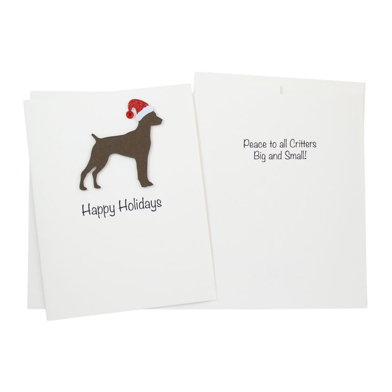 German Shorthaired Pointer Christmas Card White | Single or Pack of 10 | 25 Dog Colors | Choose Phrases | Pet Holiday Cards | Santa Hat