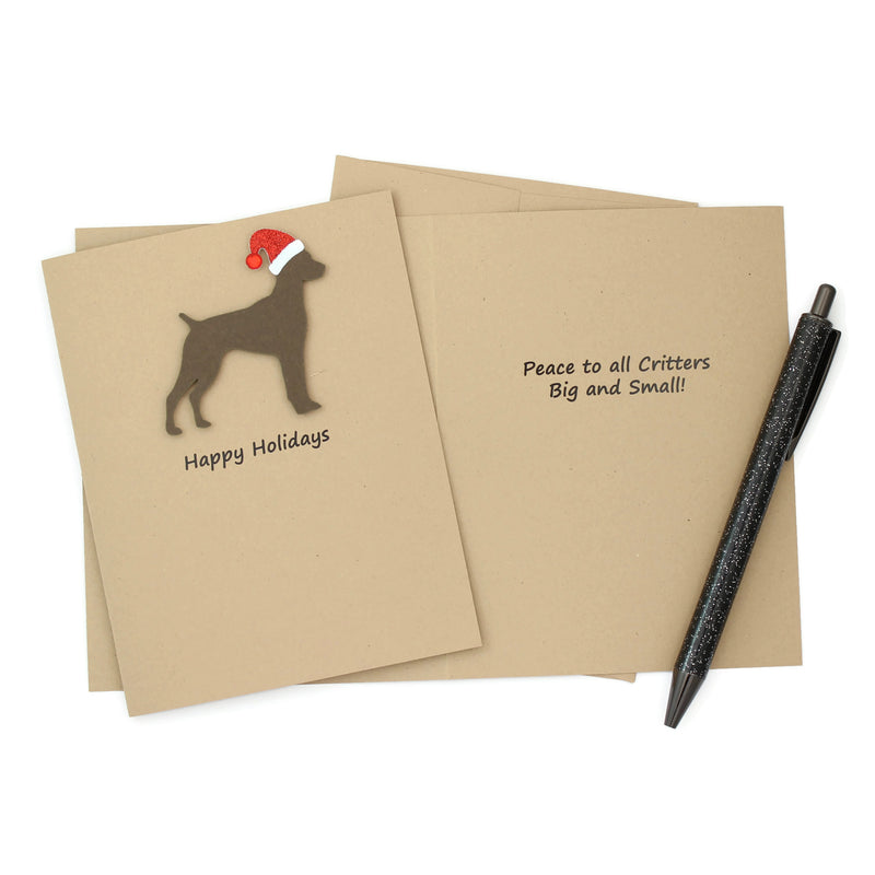 German Shorthaired Pointer Christmas Card | Single or Pack of 10 | 25 Dog Colors | Choose Phrases | GSP Santa Hat