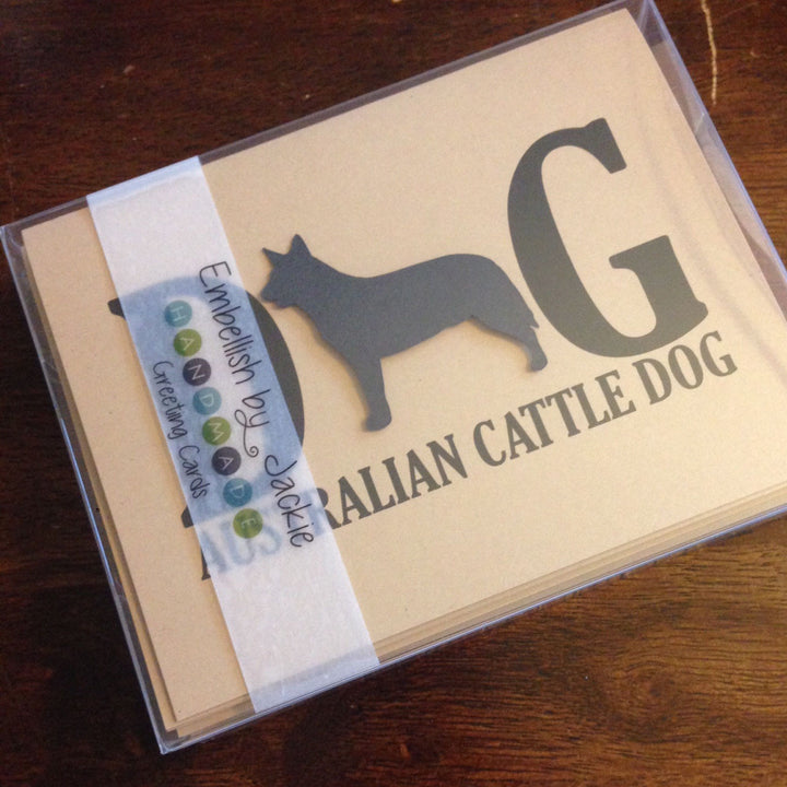 Australian Cattle Dog Greeting Card Black Dog Card Single or 10 Pack of Card Set of Card Kraft Card - Embellish by Jackie