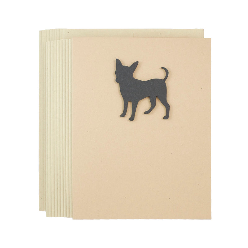 Smooth Coat Chihuahua Blank Greeting Cards | Handmade Smooth Coat Black Dog Card | Single or 10 Pack | Chi-chi