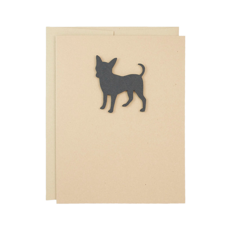Smooth Coat Chihuahua Blank Greeting Cards | Handmade Smooth Coat Black Dog Card | Single or 10 Pack | Chi-chi