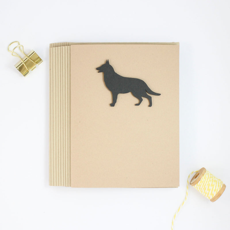 German Shepherd Blank Greeting Cards 10 Pack or Single Card | Handmade Black Dog Notecards - Embellish by Jackie